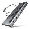 AXAGON HMC-4KX3 Wieloportowy hub USB 11in1, 5Gbps, 3x USB-A, 2x HDMI 4K/60Hz+ DP 4K/60Hz+ GLAN + SD/microSD + audio, PD 100W, 40